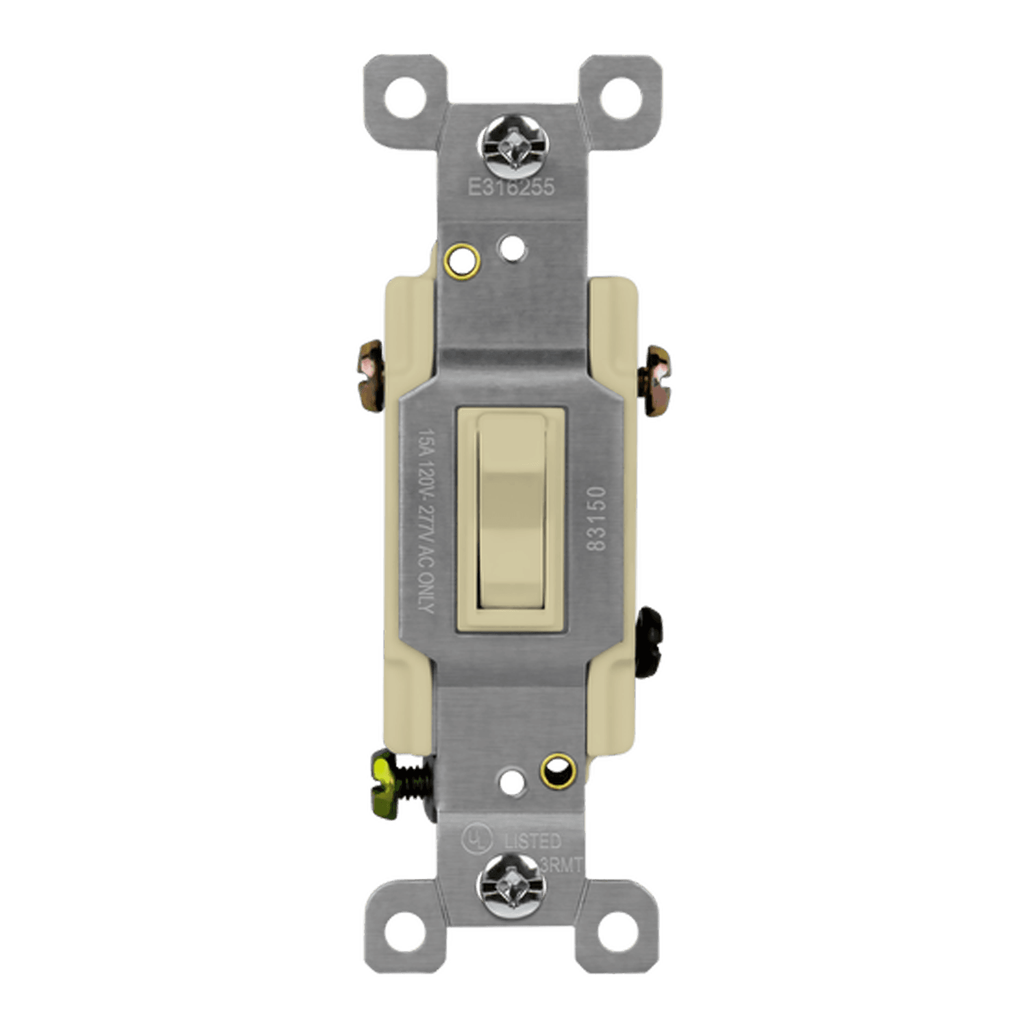 Installed Enerlites 83150 three-way toggle switch in wall