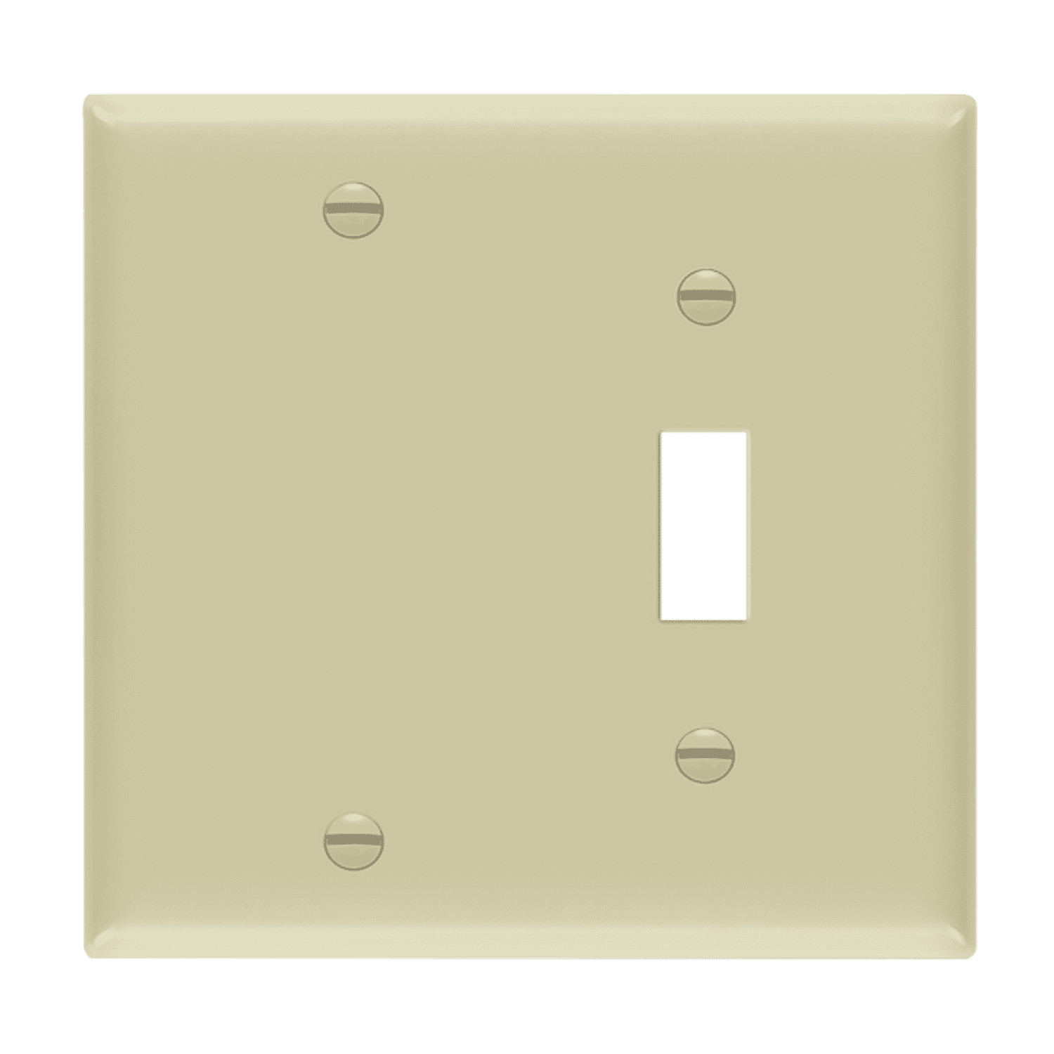 ENERLITES 880111 two-gang combination wall plate with blank and toggle opening, polycarbonate thermoplastic construction, smooth finish, heat and impact resistant, UL listed, UL94 V2 flammability rating.