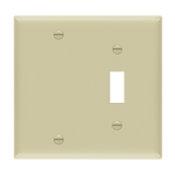 ENERLITES 880111 two-gang combination wall plate with blank and toggle opening, polycarbonate thermoplastic construction, smooth finish, heat and impact resistant, UL listed, UL94 V2 flammability rating.