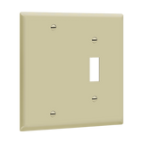 ENERLITES 880111 two-gang combination wall plate with blank and toggle opening, polycarbonate thermoplastic construction, smooth finish, heat and impact resistant, UL listed, UL94 V2 flammability rating.