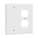 Enerlites 880121 2-gang combination wall plate with blank and duplex receptacle, polycarbonate, UL94 V2 rated
