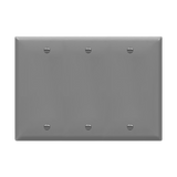 ENERLITES 8803 three-gang blank cover wall plate made of durable polycarbonate thermoplastic with smooth finish, heat resistance, and UL94 V2 flammability rating.