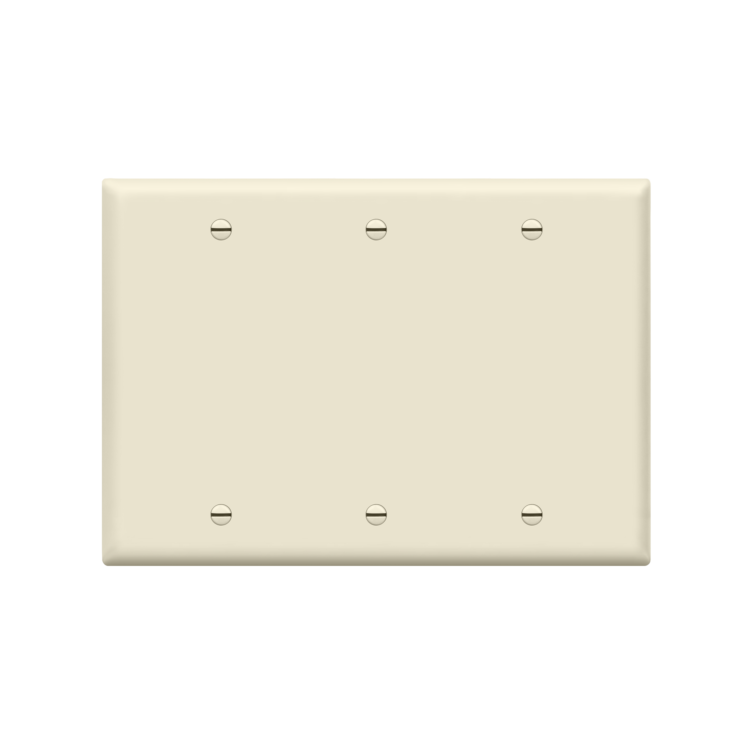 ENERLITES 8803 three-gang blank cover wall plate made of durable polycarbonate thermoplastic with smooth finish, heat resistance, and UL94 V2 flammability rating.