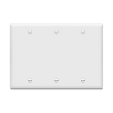 ENERLITES 8803 three-gang blank cover wall plate made of durable polycarbonate thermoplastic with smooth finish, heat resistance, and UL94 V2 flammability rating.