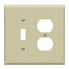 Enerlites 881121M two-gang mid-size wall plate with toggle switch and duplex receptacle