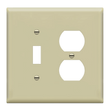 Enerlites 881121M two-gang mid-size wall plate with toggle switch and duplex receptacle