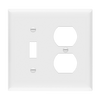 Enerlites 881121M two-gang mid-size wall plate with toggle switch and duplex receptacle