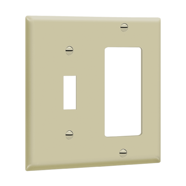 Enerlites 881131 2-gang combination wall plate for toggle switch and decorator/GFCI outlets, polycarbonate, UL94 V2 rated