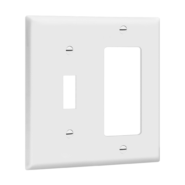 Enerlites 881131 2-gang combination wall plate for toggle switch and decorator/GFCI outlets, polycarbonate, UL94 V2 rated