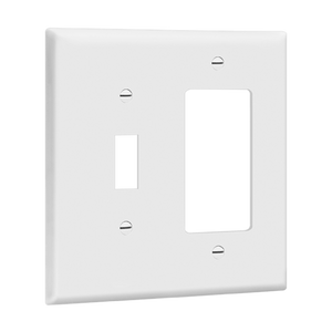2-Gang Combo Wall Plate | Toggle/Decorator | Mid-Size | White | Residential Grade