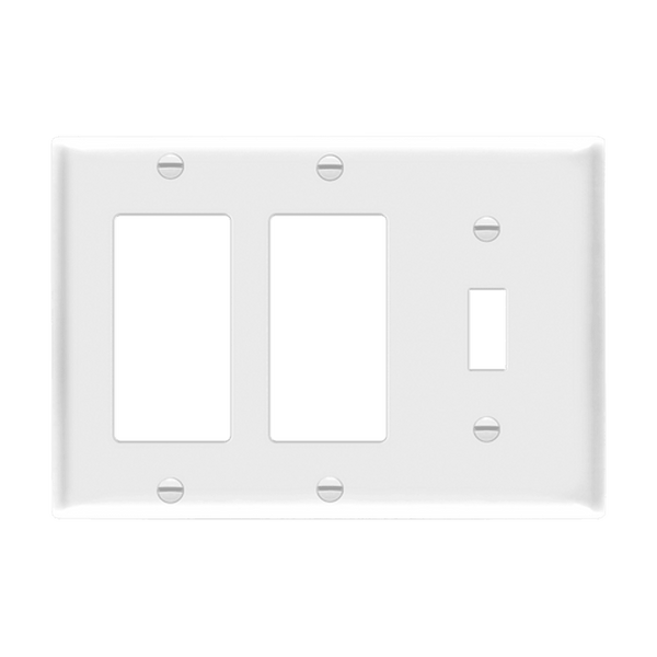 3-Gang Combo Wall Plate | 2 Decorator/Toggle | Residential Grade
