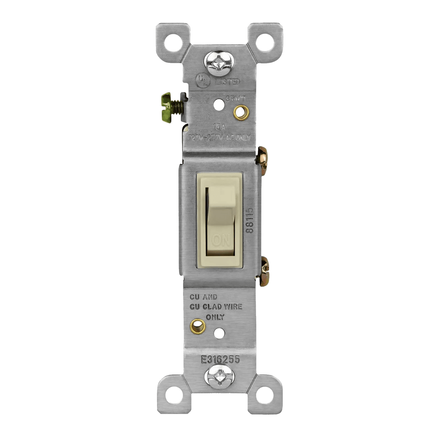 Enerlites 15A toggle switch front and rear view