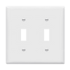 Enerlites 8812 Two-Gang Toggle Switch Wall Plate – White, Front View