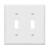 Enerlites 8812 Two-Gang Toggle Switch Wall Plate – White, Front View