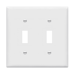 Enerlites 8812 Two-Gang Toggle Switch Wall Plate – White, Front View - Available at Electrical Marketplace