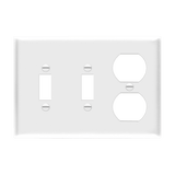 Enerlites 881221 three-gang wall plate with two toggle switches and one duplex receptacle opening