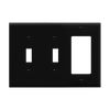 Enerlites 881231 three-gang wall plate with two toggles and one decorator/GFCI opening