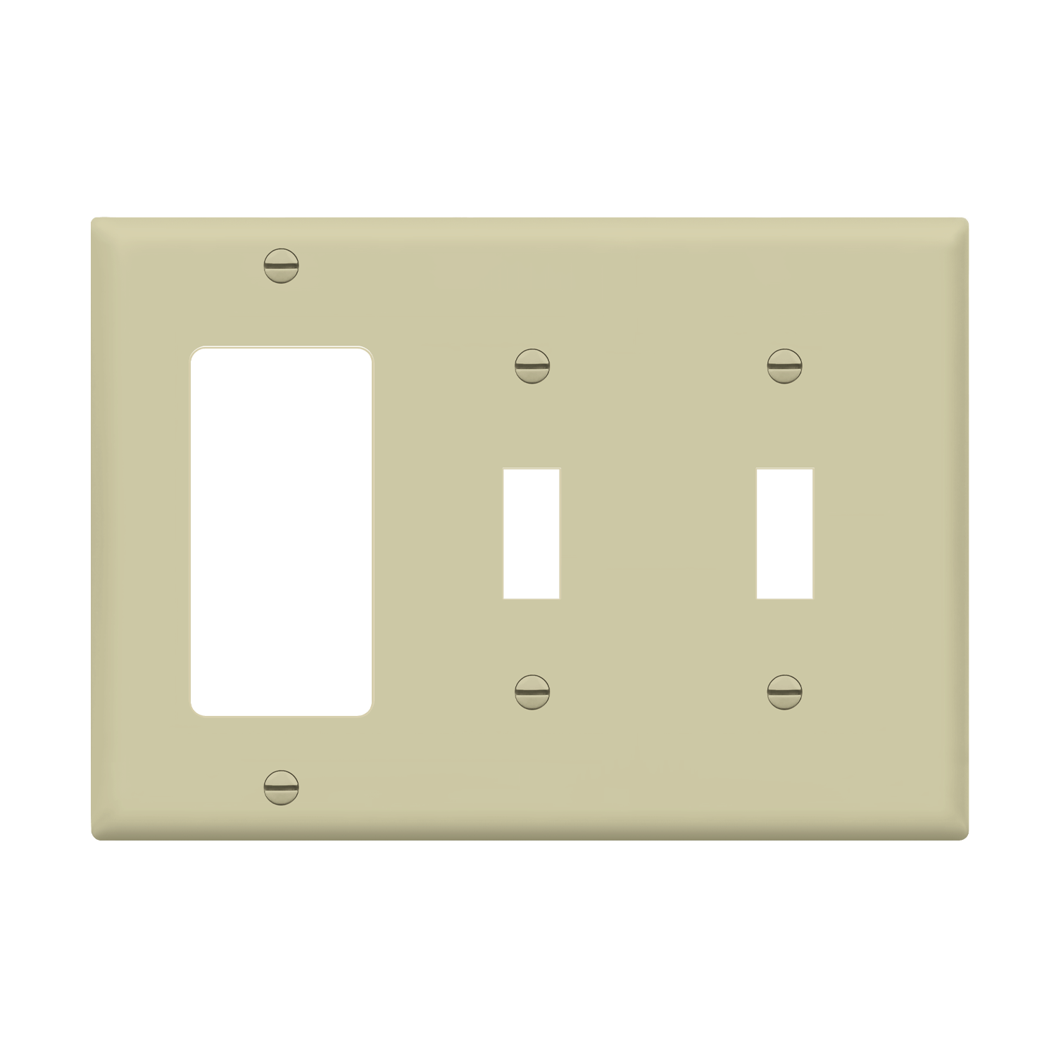 Enerlites 881231 three-gang wall plate with two toggles and one decorator/GFCI opening