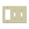 Enerlites 881231 three-gang wall plate with two toggles and one decorator/GFCI opening