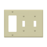 Enerlites 881231 three-gang wall plate with two toggles and one decorator/GFCI opening
