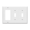 Enerlites 881231 three-gang wall plate with two toggles and one decorator/GFCI opening