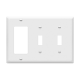 Enerlites 881231 three-gang wall plate with two toggles and one decorator/GFCI opening