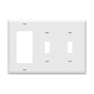 Enerlites 881231 three-gang wall plate with two toggles and one decorator/GFCI opening - Available at Electrical Marketplace