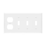 ENERLITES 4-gang wall plate with three toggle switches and one duplex receptacle