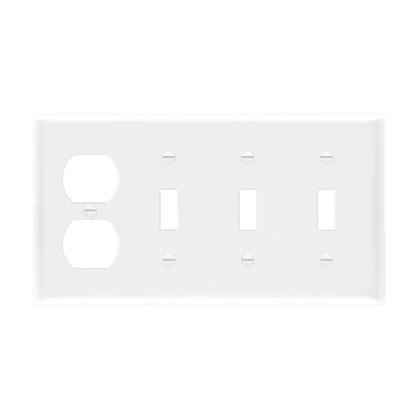 4-Gang Combo Wall Plate | 3 Toggle/Duplex | Residential Grade