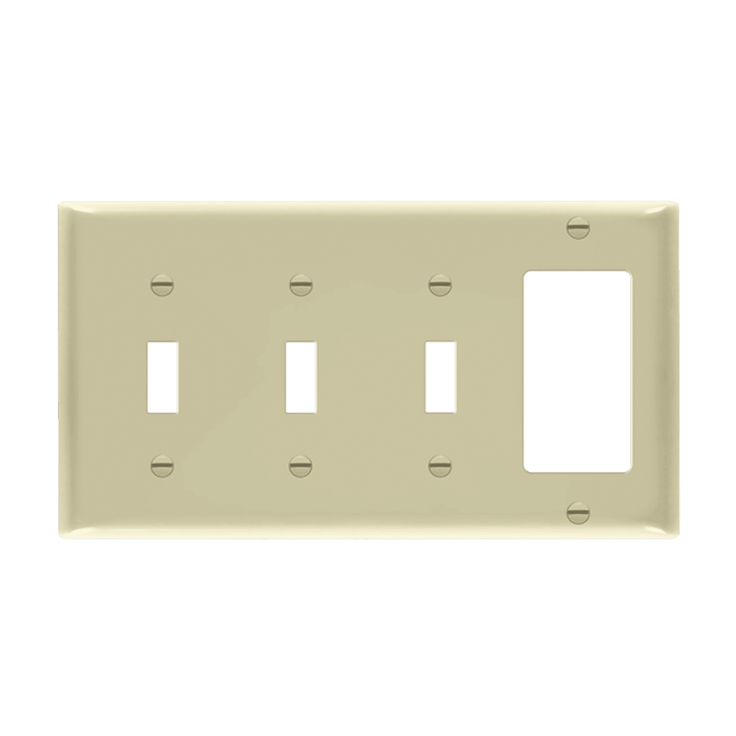 Enerlites 881331 4-gang combination wall plate, 3 toggles and 1 decorator/GFCI, durable thermoplastic, UL listed