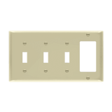 Enerlites 881331 4-gang combination wall plate, 3 toggles and 1 decorator/GFCI, durable thermoplastic, UL listed