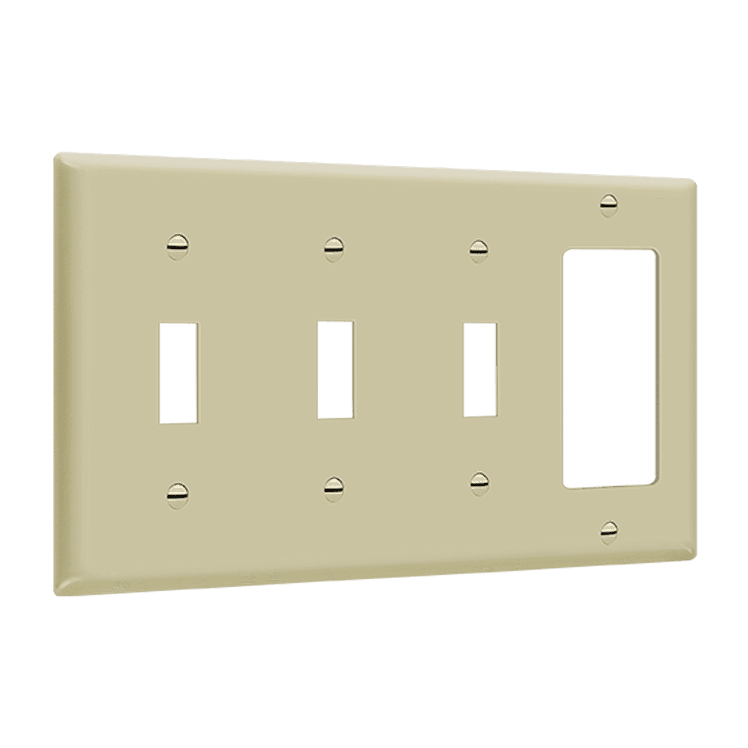 Enerlites 881331 4-gang combination wall plate, 3 toggles and 1 decorator/GFCI, durable thermoplastic, UL listed