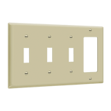 Enerlites 881331 4-gang combination wall plate, 3 toggles and 1 decorator/GFCI, durable thermoplastic, UL listed