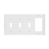 Enerlites 881331 4-gang combination wall plate, 3 toggles and 1 decorator/GFCI, durable thermoplastic, UL listed