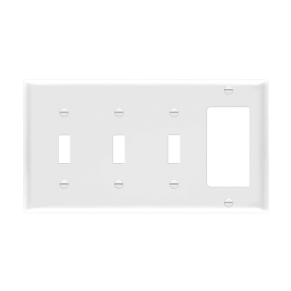 4-Gang Combo Wall Plate | 3 Toggle/Decorator | Residential Grade