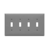 ENERLITES 8814M four-gang mid-size toggle switch wall plate made from durable polycarbonate thermoplastic with smooth finish and UL94 V2 rating.