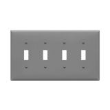 ENERLITES 8814M four-gang mid-size toggle switch wall plate made from durable polycarbonate thermoplastic with smooth finish and UL94 V2 rating.