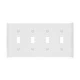 ENERLITES 8814M four-gang mid-size toggle switch wall plate made from durable polycarbonate thermoplastic with smooth finish and UL94 V2 rating.