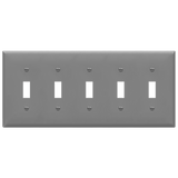Enerlites 8815 five-gang toggle switch wall plate, polycarbonate thermoplastic, smooth finish