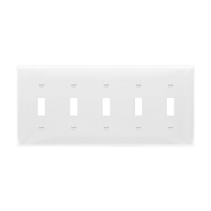 Enerlites 8815 five-gang toggle switch wall plate, polycarbonate thermoplastic, smooth finish - Available at Electrical Marketplace