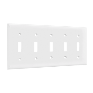 5-Gang Toggle Switch Wall Plate | Mid-Size | Residential Grade