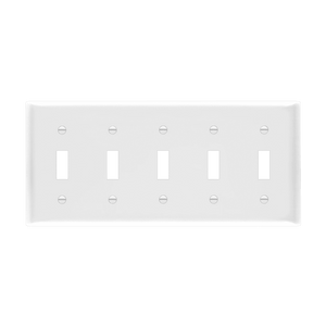 Enerlites 8815M 5-gang mid-size toggle switch wall plate, durable thermoplastic, UL listed - Available at Electrical Marketplace