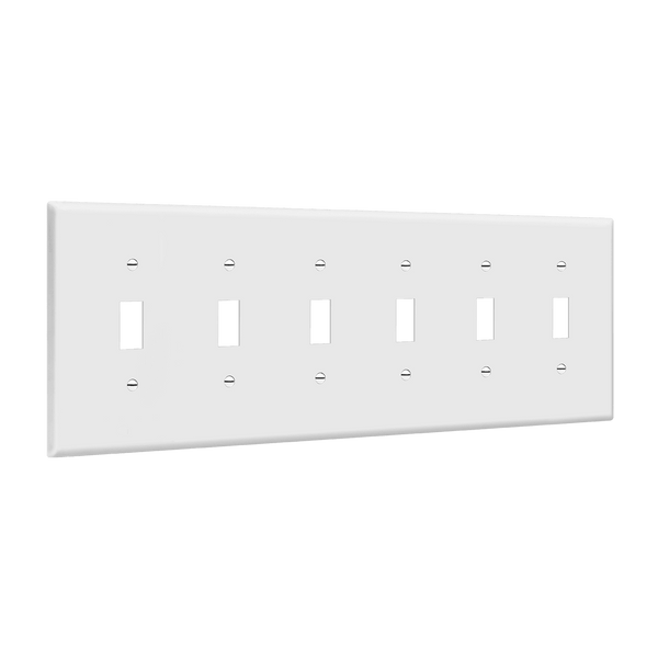6-Gang Toggle Switch Wall Plate | Mid-Size | Residential Grade