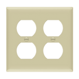 Enerlites 8822M 2-gang mid-size duplex receptacle wall plate made of durable polycarbonate thermoplastic with smooth finish, UL listed and UL94 V2 rated.