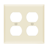 Enerlites 8822M 2-gang mid-size duplex receptacle wall plate made of durable polycarbonate thermoplastic with smooth finish, UL listed and UL94 V2 rated.