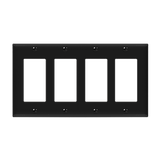 ENERLITES 8834M four-gang mid-size Decorator GFCI wall plate made of polycarbonate thermoplastic, smooth finish, heat and impact resistant, UL listed, UL94 V2 flammability rating.