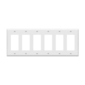 Enerlites 8836 polycarbonate thermoplastic decorator GFCI six-gang wall plate UL listed - Available at Electrical Marketplace