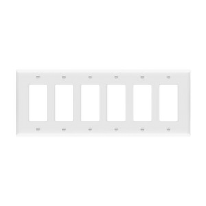 8836M mid-size six-gang polycarbonate wall plate for decorator and GFCI devices - Available at Electrical Marketplace