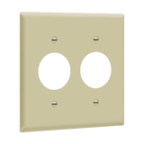 8852 two-gang thermoplastic wall plate with round single receptacle openings