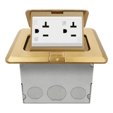 Enerlites 961243-C 1-gang brass square pop-up floor box kit with 20A tamper- and weather-resistant decorator duplex receptacle